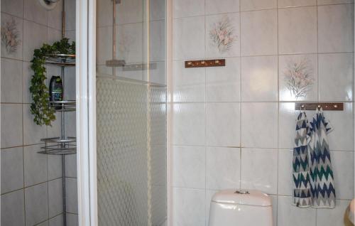 a bathroom with a shower and a toilet in it at Amazing Home In Klagstorp With Wifi in Klagstorp