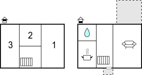 a block diagram of a bathroom with two toilets at Beautiful Home In Värnamo With Wifi in Värnamo