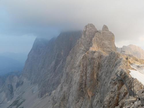 a view of a rocky mountain in the sky at Waldhaus in Sankt Martin am Tennengebirge