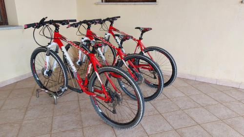 three bikes parked next to each other in a room at Hotel Cardedu in Cardedu