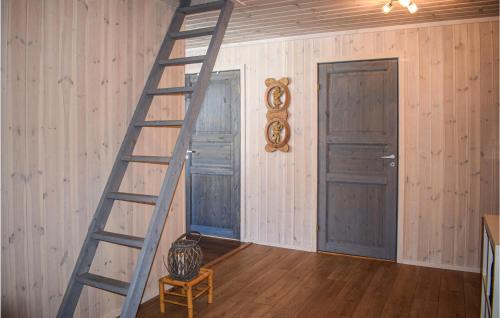 a ladder in the corner of a room with a door at 5 Bedroom Beautiful Home In Rauland in Rauland