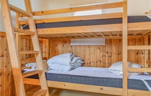 a bunk bed room with two bunk beds and a ladder at 1 Bedroom Lovely Home In Vimmerby in Vimmerby