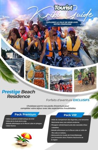 a collage of pictures of people on a raft in the water at Prestige beach résidence in Kribi