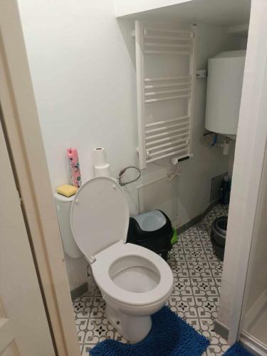 une salle de bain avec toilettes dans une petite pièce dans l'établissement Mer, à Avignon