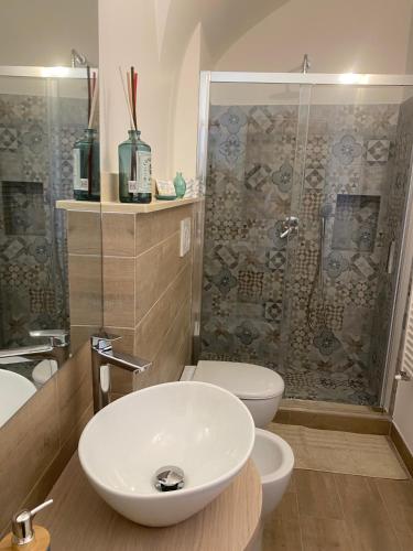 a bathroom with a sink and a shower at C'era una volta in Anagni