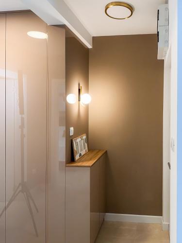 a bathroom with a shower with a glass door at ChillOut apartment in Kotor Bay in Kotor