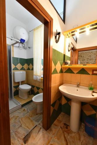 a bathroom with a sink and a toilet at B&B Tredomus in Tresnuraghes