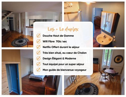 un collage de photos d'une maison avec un prospectus dans l'établissement Le duplex, à Chalon-sur-Saône