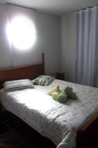 a bedroom with a bed with two pillows on it at Muqui 91 Guesthouse in Teresópolis