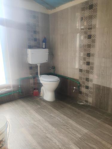 a bathroom with a white toilet in a room at Manepa Homestay Kardang in Kyelang