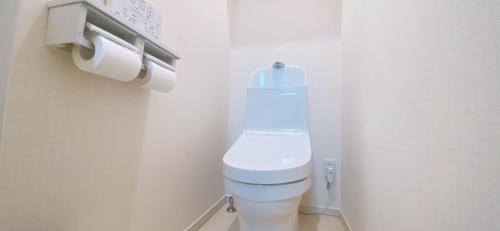a bathroom with a white toilet in a room at 夢富良野 in Furano