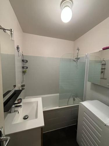 une salle de bain avec une douche, un lavabo et une baignoire dans l'établissement Le Cocon du Président, à Le Touquet-Paris-Plage