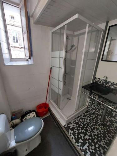 une salle de bain avec une douche, des toilettes et un lavabo dans l'établissement Appartement rénové proche de la gare St Charles, à Marseille