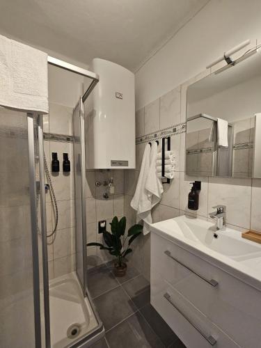Koupelna v ubytování Stadtoase Wels II