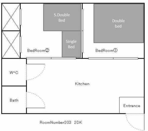 伊勢神宮内宮前一民泊宿 i s e s h i m a 203一最大5名の見取り図または間取り図