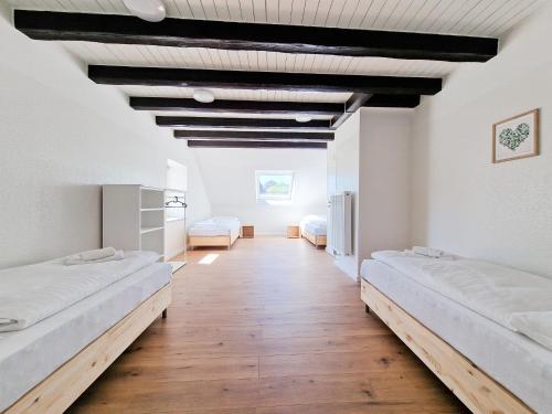 Postel nebo postele na pokoji v ubytování Tolstov House - Stadthaus - 10 Schlafzimmer