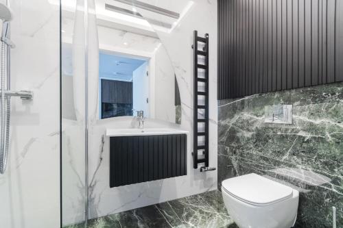 un bagno con un water e un lavandino di Apartament Prywatny w Stegnie na ulicy Brzozowej 6 na I piętrze a Stegna