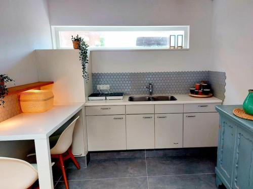 Dapur atau dapur kecil di Mooie studio aan de Zeeuwse kust