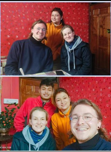 a group of young people posing for a picture at Swarna Kamal Homestay in Darjeeling
