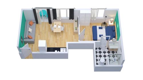 un plan d'étage d'une pièce dans l'établissement Les Alizés - Balcon - Climatisation, à Lorient