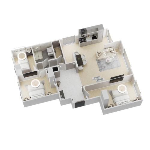 un plan de plancher dans l'établissement Keyless Appartement Moderne et Spacieux 90 m2 Parking, à Chevilly-Larue