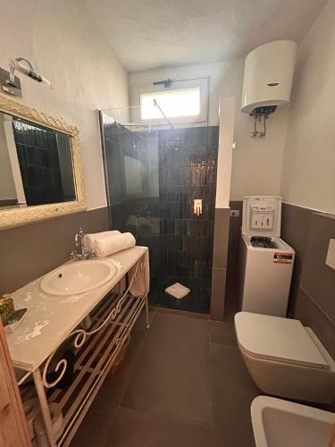 a bathroom with a sink and a toilet and a shower at Le Case Di Capriccioli in Porto Cervo