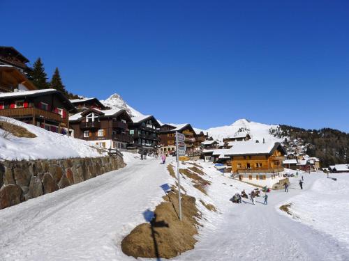 a group of people skiing down a snow covered mountain at Apartment Robert 1- OG Süd by Interhome in Bettmeralp