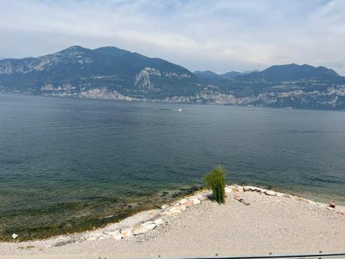 a view of a body of water with mountains at Haus and Beach in Brenzone sul Garda