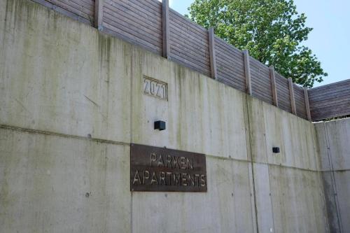 a bridge with a sign on the side of it at Trautesheim Ferienwohnungen in Wangen im Allgäu