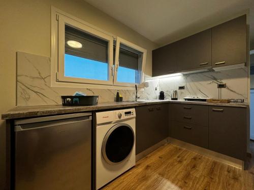 a kitchen with a washer and a dishwasher at Andreas Studios in Mastichari