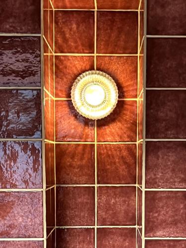 an overhead view of a ceiling with brown tile at Stin Avli tou Pavlou Guest House in Omodos