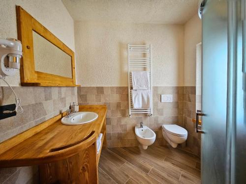 a bathroom with a sink and a toilet at La Genzianella affittacamere in Santo Stefano dʼAveto