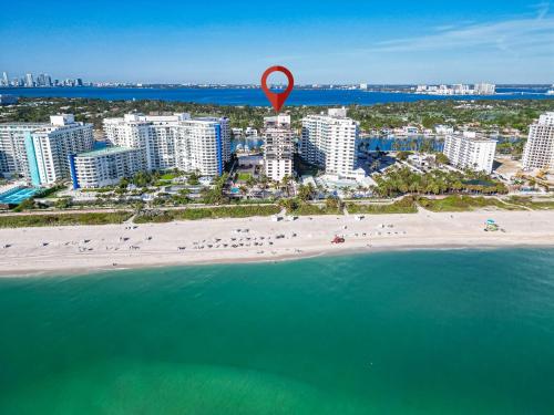 an aerial view of a beach with a hot air balloon at 2 Bedrooms Unit OceanFront Resort The Alexander in Miami Beach