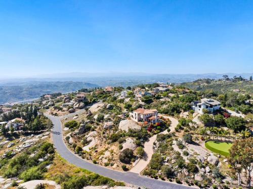 an aerial view of a winding road on a mountain at Mediterranean Haven with Views in Escondido in Escondido