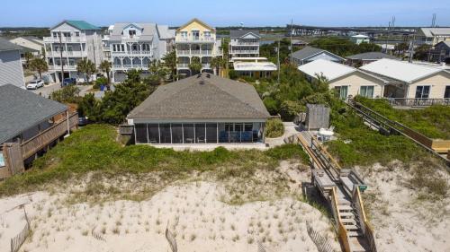 an aerial view of a house on the beach at Wave To Cool in Surf City