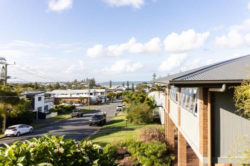 an aerial view of a street in a suburb at Moffat Beach Retreat, Pet-friendly & Ocean Views in Caloundra