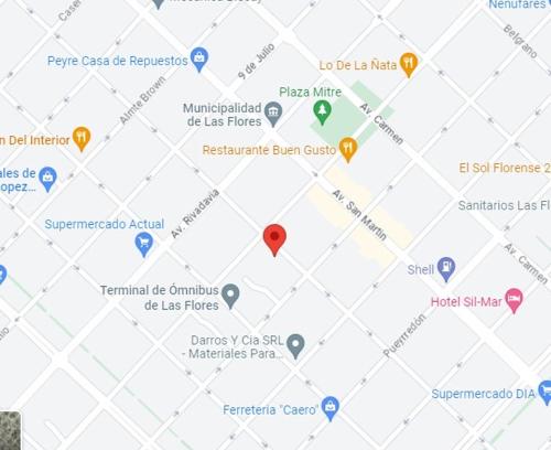 Un mapa de ubicaciones en Google Maps. en Loft en Las Flores, en Las Flores