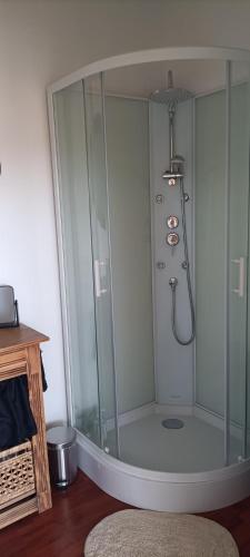 a shower with a glass enclosure in a bathroom at La Costa Bella in Libourne