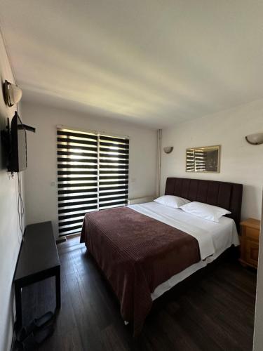 a bedroom with a large bed and a television at Prenoćište SAMIR in Gradačac