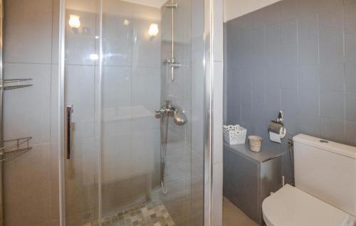 a bathroom with a shower and a toilet at Beautiful Home In Zalana in Zalana