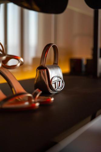 a close up of a metal object on a table at ETERN Apart-Hotel II in Pristina