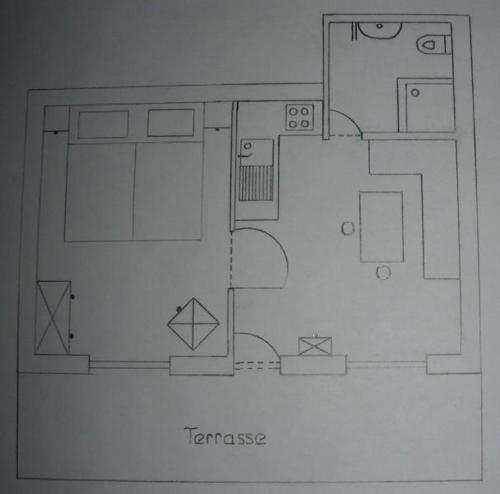 a drawing of a floor plan of a room at Apparthaus Schuchter in Silbertal