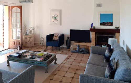 un salon avec deux canapés et une table basse dans l'établissement Lovely Home In Villamblard With Wifi, à Villamblard