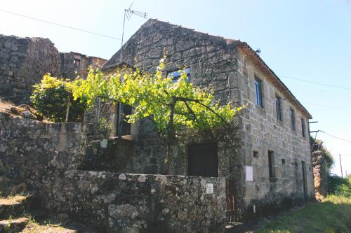 an old stone building with a tree in front of it at Casa Vouzelinha in Vouzela