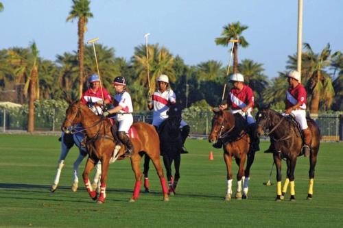 a group of people playing a game of polo on horses at 180 Perfect for large groups in Coachella