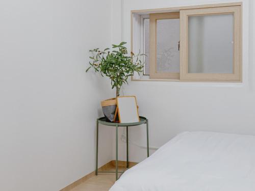 a plant sitting on a table next to a window at 4 bed 3 room near Gimpo airport in Seoul