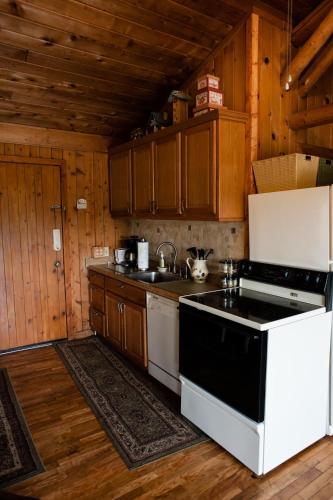 Kuchyň nebo kuchyňský kout v ubytování Cute And Comfy Cabin