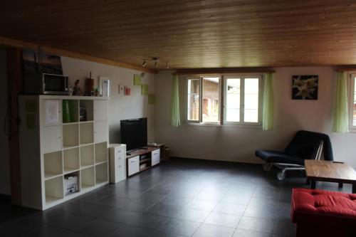 TV a/nebo společenská místnost v ubytování Chalet Sunnegg