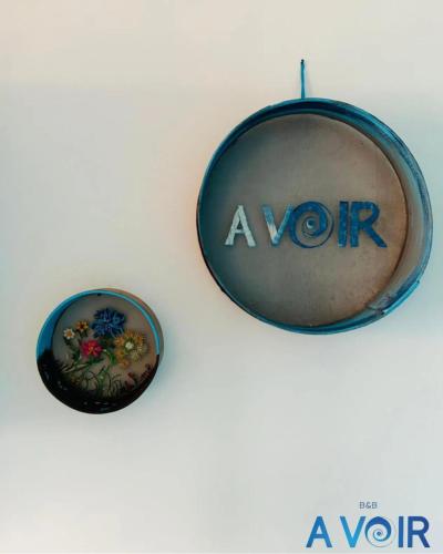 two signs on a wall with the word awrite at B&B A Voir in Anzi