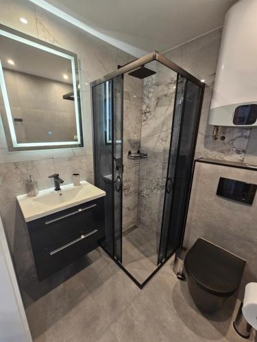 Ένα μπάνιο στο Apartament Słowik Dębina 24